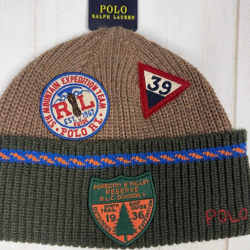 PRL Expedition Forestry Patch Beanie Skully Toque Hat Polo Ralph Lauren